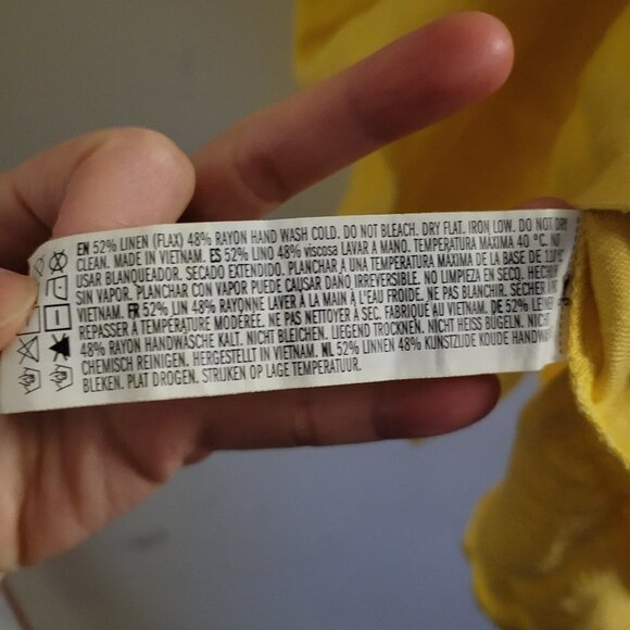 NEW Forever 21 Woven Yellow Linen Sleeveless Tank Button Front Mini Dress Small - Picture 8 of 10